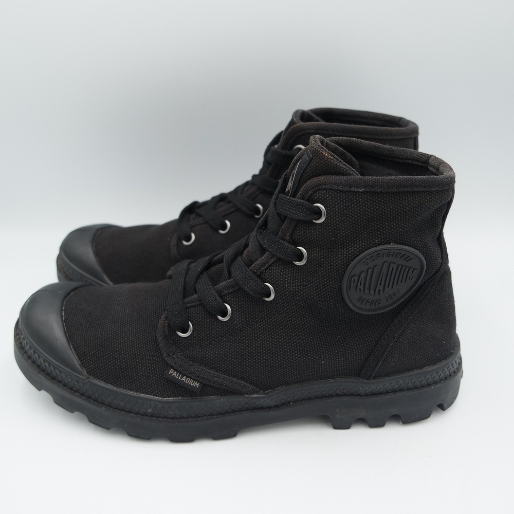 Palladium Pampa Hi Black Canvas Womens High Top Combat Boots Size 9
